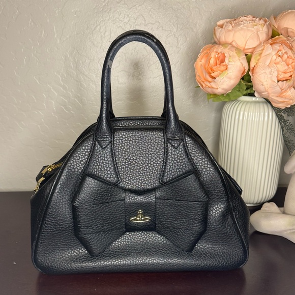 Vivienne Westwood Handbags - Vivienne Westwood Anglomania Vintage Handbag Black with Star Print Bow Handbag